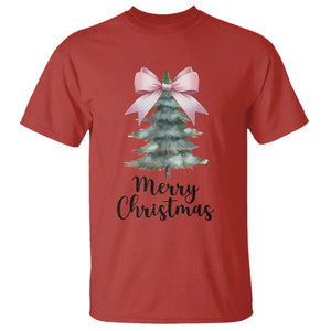 Funny Coquette Merry Christmas T Shirt Pink Bow Xmas Tree TS11 Red Print Your Wear