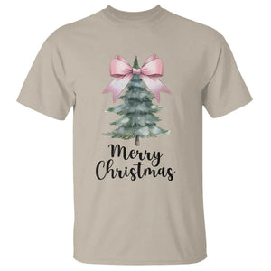 Funny Coquette Merry Christmas T Shirt Pink Bow Xmas Tree TS11 Sand Print Your Wear