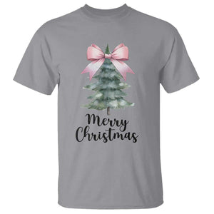 Funny Coquette Merry Christmas T Shirt Pink Bow Xmas Tree TS11 Sport Gray Print Your Wear