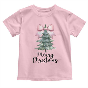 Funny Coquette Merry Christmas Toddler T Shirt Pink Bow Xmas Tree TS11 Light Pink Print Your Wear