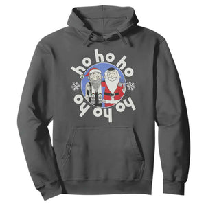 Funny Christmas Hanukkah Hoodie Triple Ho Yo Santa Hebrew Snowflake Menorah TS11 Dark Heather Print Your Wear