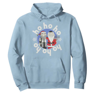 Funny Christmas Hanukkah Hoodie Triple Ho Yo Santa Hebrew Snowflake Menorah TS11 Light Blue Print Your Wear