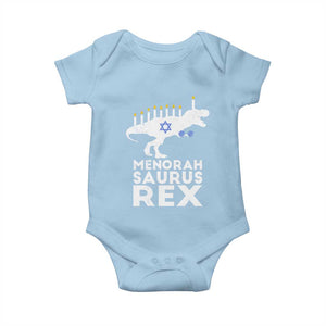 Funny Hanukkah Baby Onesie Menorah Saurus Rex Dinosaur David Star TS11 Light Blue Print Your Wear