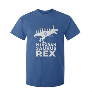 Funny Hanukkah T Shirt For Kid Menorah Saurus Rex Dinosaur David Star TS11 Royal Blue Print Your Wear