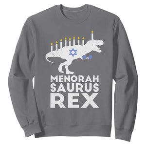 Funny Hanukkah Sweatshirt Menorah Saurus Rex Dinosaur David Star TS11 Charcoal Print Your Wear