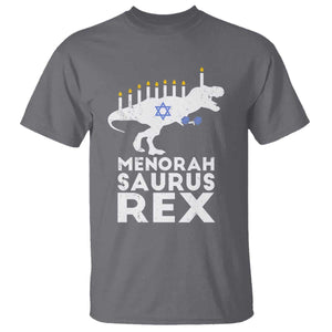 Funny Hanukkah T Shirt Menorah Saurus Rex Dinosaur David Star TS11 Charcoal Print Your Wear