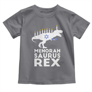 Funny Hanukkah Toddler T Shirt Menorah Saurus Rex Dinosaur David Star TS11 Charcoal Print Your Wear