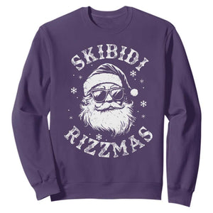 Funny Skibidi Rizzmas Christmas Sweatshirt Vintage Sigmas Charisma Rizz Cool Santa TS11 Purple Print Your Wear