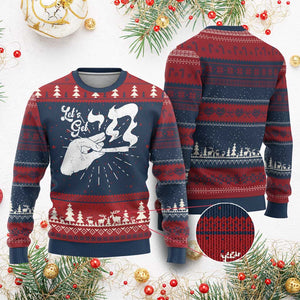 Funny Hebrew Ugly Christmas Sweater Let's Get Chai Jewish Vintage Cigarette TS11 Burgundy Print Your Wear