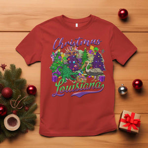 Christmas Cajun Louisiana Saint Symbol Alligator Pelican Xmas Tree T Shirt TS11 Red Print Your Wear