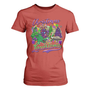 Christmas Cajun Louisiana Saint Symbol Alligator Pelican Xmas Tree T Shirt For Women TS11 Red Print Your Wear
