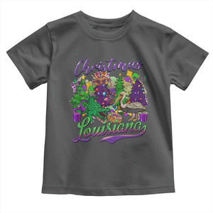 Christmas Cajun Louisiana Saint Symbol Alligator Pelican Xmas Tree Toddler T Shirt TS11 Dark Heather Print Your Wear