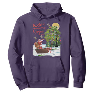 Funny Christmas Cajun Louisiana Hoodie Rockin' Around The Cypress Trees Santa Alligator TS11 Purple Print Your Wear