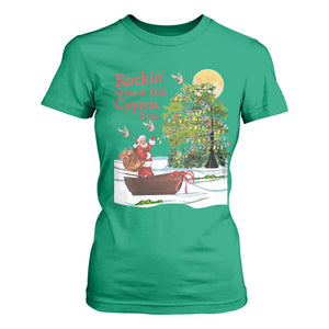 Funny Christmas Cajun Louisiana T Shirt For Women Rockin' Around The Cypress Trees Santa Alligator TS11 Irish Green Print Your Wear