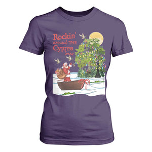 Funny Christmas Cajun Louisiana T Shirt For Women Rockin' Around The Cypress Trees Santa Alligator TS11 Purple Print Your Wear