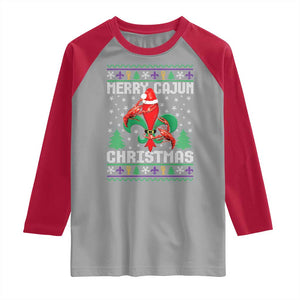 Merry Cajun Louisiana Christmas Santa Saint Symbol Crawfish Raglan Shirt TS11 Sport Gray Red Print Your Wear