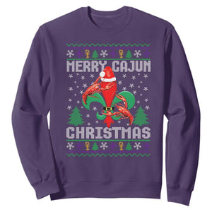 Merry Cajun Louisiana Christmas Santa Saint Symbol Crawfish Sweatshirt TS11 Purple Print Your Wear