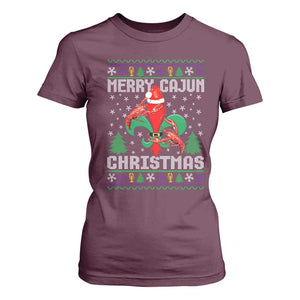 Merry Cajun Louisiana Christmas Santa Saint Symbol Crawfish T Shirt For Women TS11 Maroon Print Your Wear