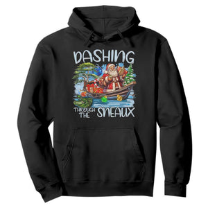 Funny Christmas Cajun Louisiana Hoodie Dashing Through The Sneaux Santa Alligator TS11 Black Print Your Wear