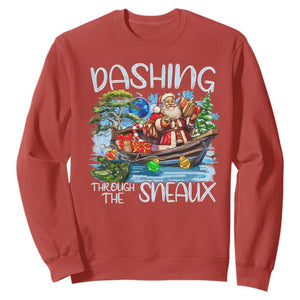 Funny Christmas Cajun Louisiana Sweatshirt Dashing Through The Sneaux Santa Alligator TS11 Red Print Your Wear