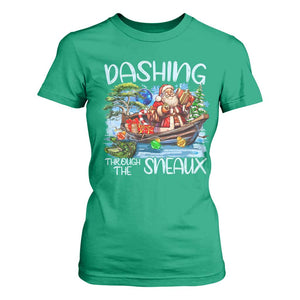 Funny Christmas Cajun Louisiana T Shirt For Women Dashing Through The Sneaux Santa Alligator TS11 Irish Green Print Your Wear