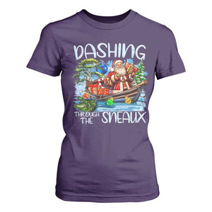 Funny Christmas Cajun Louisiana T Shirt For Women Dashing Through The Sneaux Santa Alligator TS11 Purple Print Your Wear