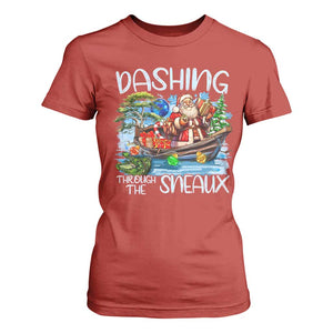 Funny Christmas Cajun Louisiana T Shirt For Women Dashing Through The Sneaux Santa Alligator TS11 Red Print Your Wear