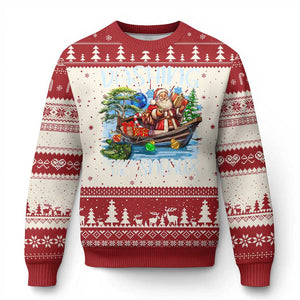 Funny Xmas Cajun Louisiana Ugly Christmas Sweater Dashing Through The Sneaux Santa Alligator TS11 Red Print Your Wear