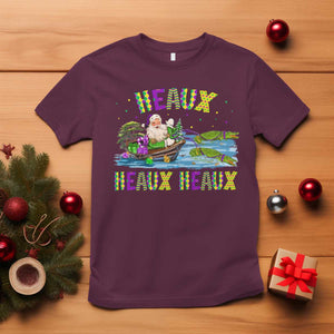 Funny Christmas Cajun Louisiana T Shirt Heaux Heaux Heaux Santa Alligator TS11 Maroon Print Your Wear