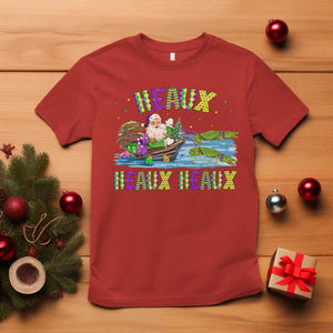 Funny Christmas Cajun Louisiana T Shirt Heaux Heaux Heaux Santa Alligator TS11 Red Print Your Wear