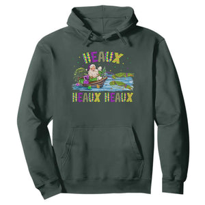 Funny Christmas Cajun Louisiana Hoodie Heaux Heaux Heaux Santa Alligator TS11 Dark Forest Green Print Your Wear