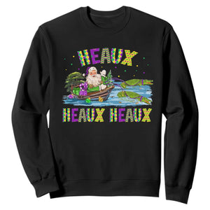 Funny Christmas Cajun Louisiana Sweatshirt Heaux Heaux Heaux Santa Alligator TS11 Black Print Your Wear