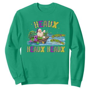 Funny Christmas Cajun Louisiana Sweatshirt Heaux Heaux Heaux Santa Alligator TS11 Irish Green Print Your Wear