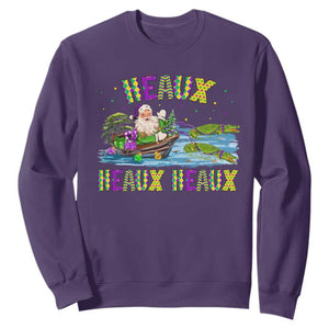 Funny Christmas Cajun Louisiana Sweatshirt Heaux Heaux Heaux Santa Alligator TS11 Purple Print Your Wear