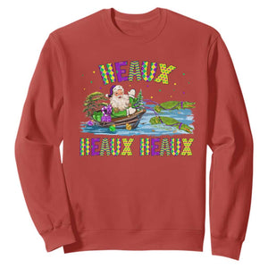 Funny Christmas Cajun Louisiana Sweatshirt Heaux Heaux Heaux Santa Alligator TS11 Red Print Your Wear