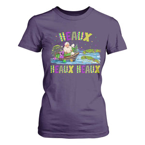 Funny Christmas Cajun Louisiana T Shirt For Women Heaux Heaux Heaux Santa Alligator TS11 Purple Print Your Wear
