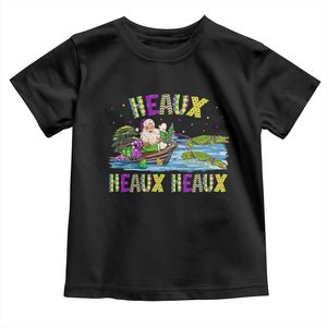 Funny Christmas Cajun Louisiana Toddler T Shirt Heaux Heaux Heaux Santa Alligator TS11 Black Print Your Wear