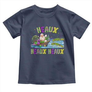 Funny Christmas Cajun Louisiana Toddler T Shirt Heaux Heaux Heaux Santa Alligator TS11 Navy Print Your Wear