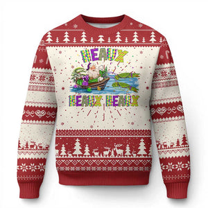 Funny Xmas Cajun Louisiana Ugly Christmas Sweater Heaux Heaux Heaux Santa Alligator TS11 Red Print Your Wear