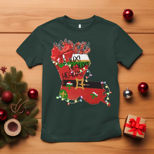 Funny Christmas Cajun T Shirt Triple Heaux Santa Louisiana Map Crawfish TS11 Dark Forest Green Print Your Wear