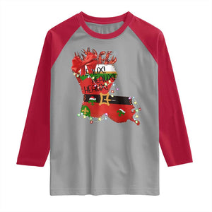 Funny Christmas Cajun Raglan Shirt Triple Heaux Santa Louisiana Map Crawfish TS11 Sport Gray Red Print Your Wear