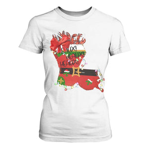 Funny Christmas Cajun T Shirt For Women Triple Heaux Santa Louisiana Map Crawfish TS11 White Print Your Wear