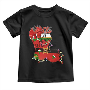 Funny Christmas Cajun Toddler T Shirt Triple Heaux Santa Louisiana Map Crawfish TS11 Black Print Your Wear