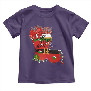 Funny Christmas Cajun Toddler T Shirt Triple Heaux Santa Louisiana Map Crawfish TS11 Purple Print Your Wear