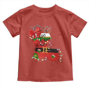Funny Christmas Cajun Toddler T Shirt Triple Heaux Santa Louisiana Map Crawfish TS11 Red Print Your Wear