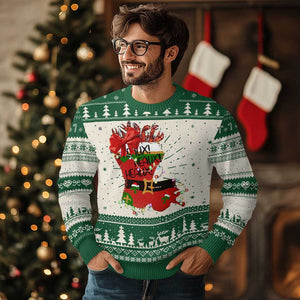Funny Xmas Cajun Ugly Christmas Sweater Triple Heaux Santa Louisiana Map Crawfish TS11 Green Print Your Wear
