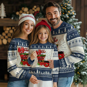 Funny Xmas Cajun Ugly Christmas Sweater Triple Heaux Santa Louisiana Map Crawfish TS11 Navy Print Your Wear