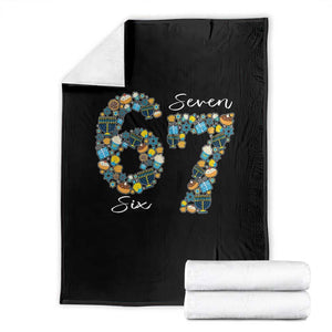 Funny Hanukkah 67 Throw Blanket Six Seven Meme Chanukah Dreidel Gelt Star Of David TS11 Black Print Your Wear