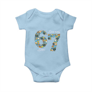 Funny Hanukkah 67 Baby Onesie Six Seven Meme Chanukah Dreidel Gelt Star Of David TS11 Light Blue Print Your Wear
