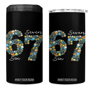 Funny Hanukkah 67 4 in 1 Can Cooler Tumbler Six Seven Meme Chanukah Dreidel Gelt Star Of David TS11 One Size: 16 oz Black Print Your Wear